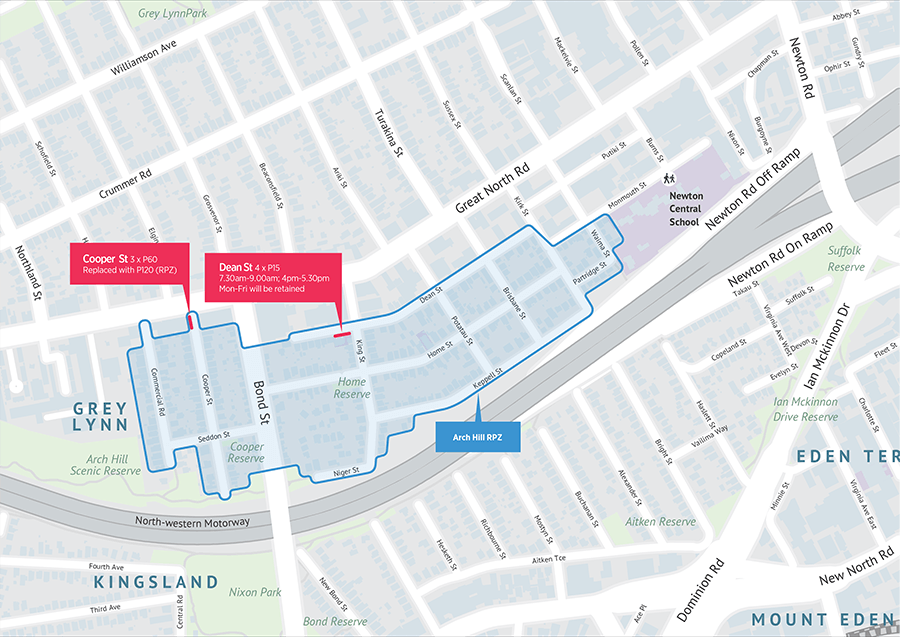 Arch Hill map of proposed residential parking zone