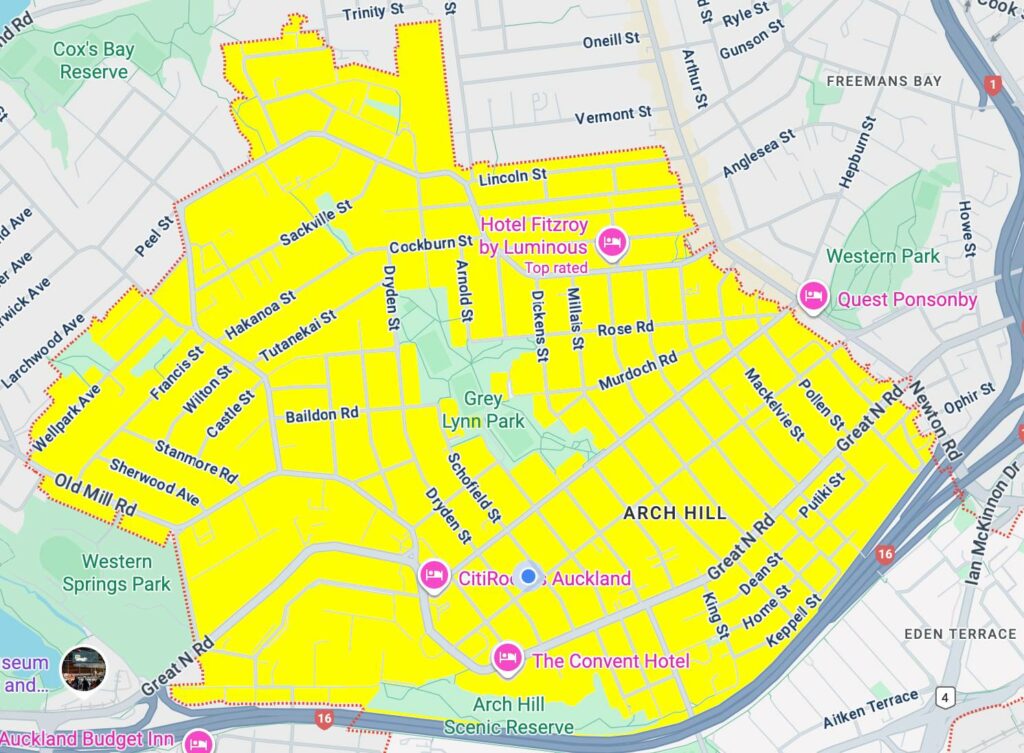 Grey Lynn Residents Association membership zone map