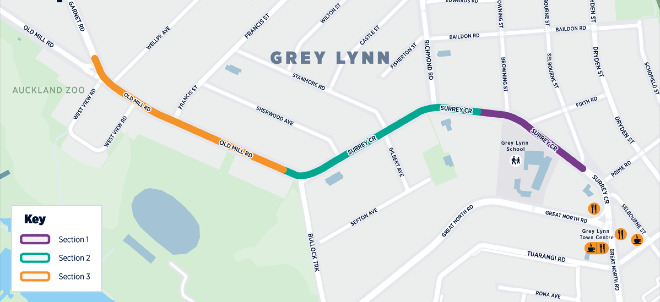 Map of the Old Mill Road and Surrey Crescent road upgrade.